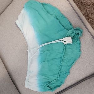 teal ombre cutoff shorts